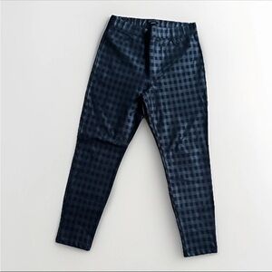 Anthropologie Sanctuary Runway Stretch Coated Plaid Leggings Pants Black Size L